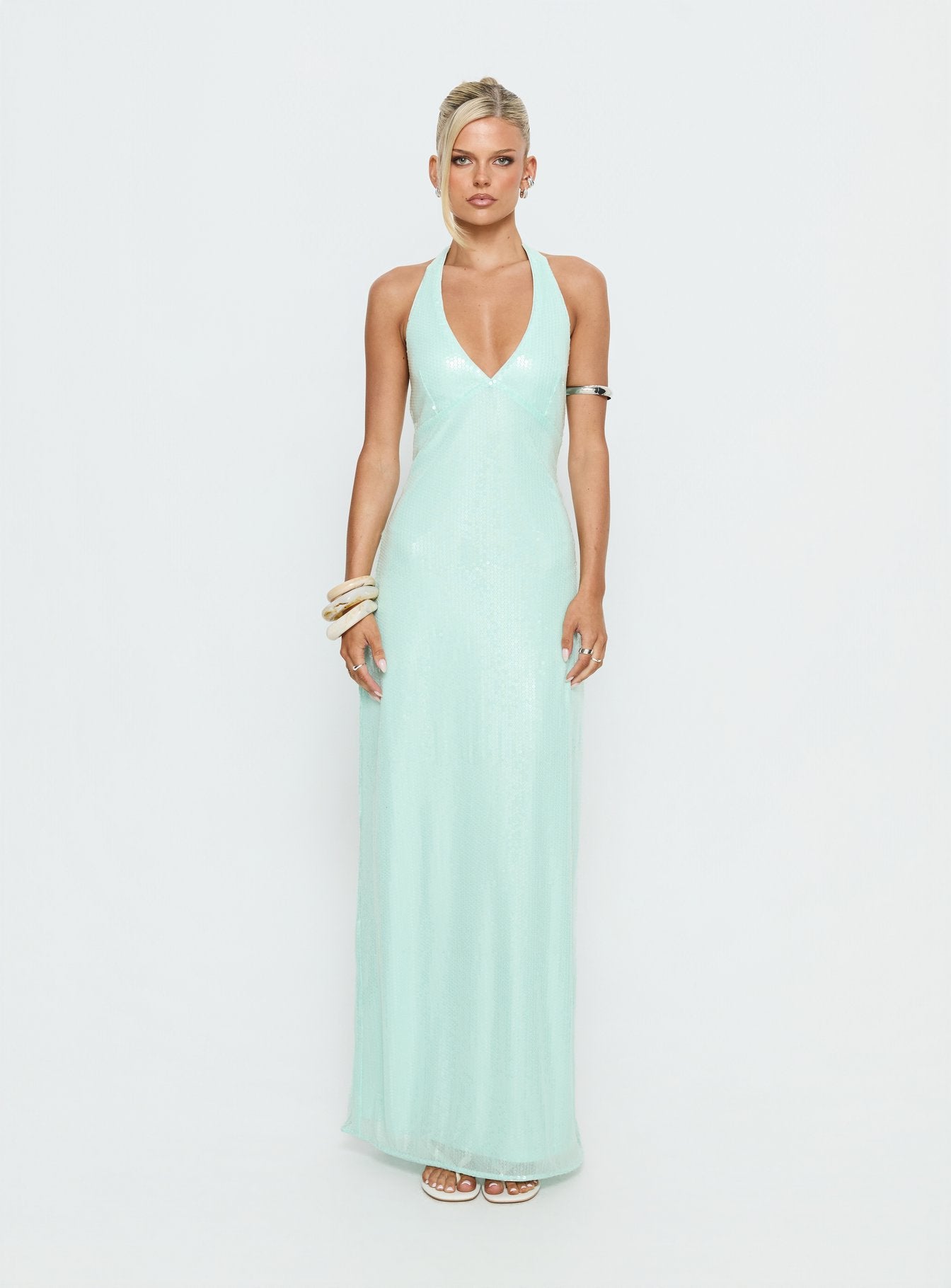 Isanna Halter Sequin Maxi Dress Jelly Mint - Image 9