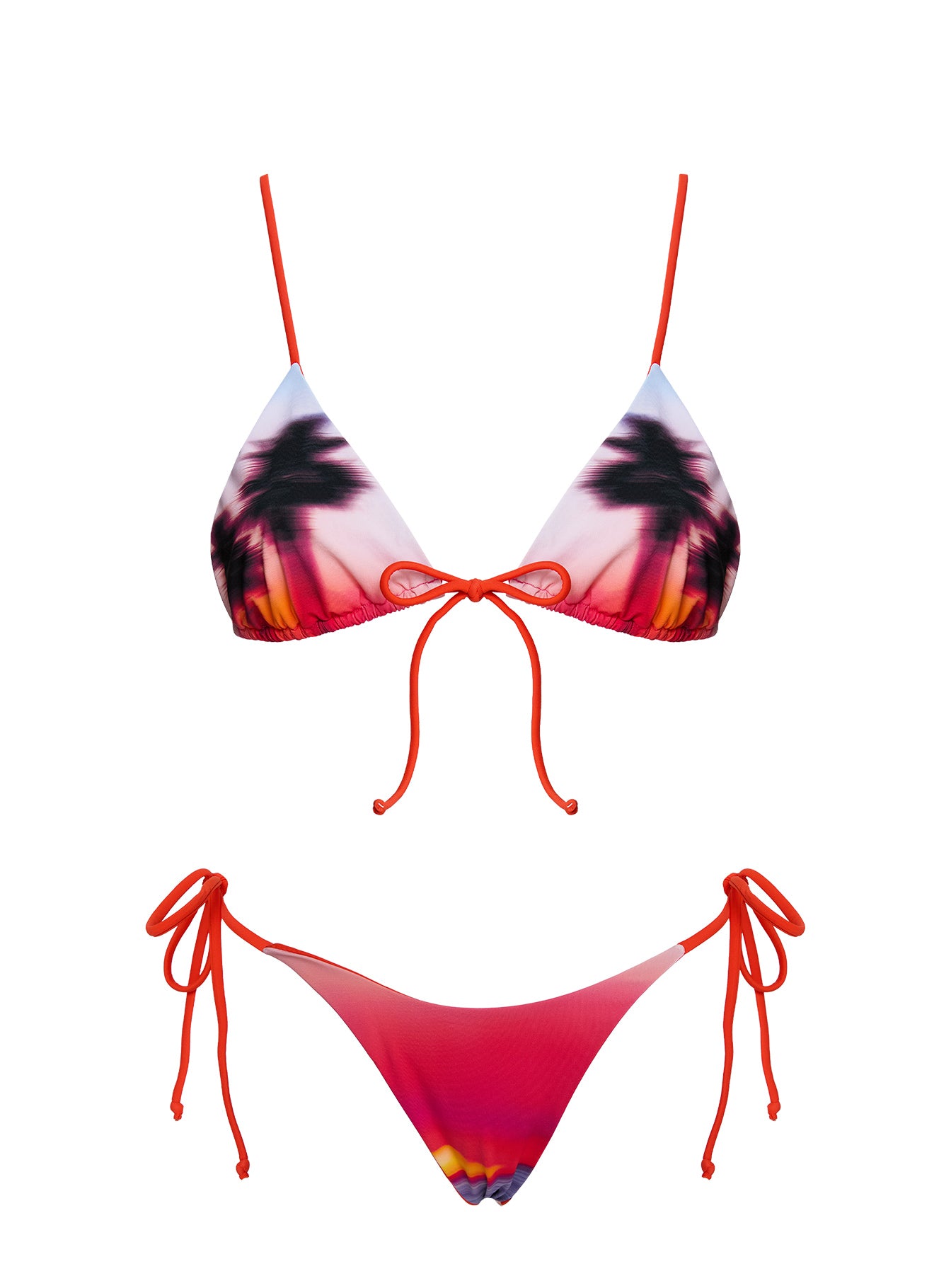 Alizzi Tie Front Triangle Bikini Top Sunset Palm - Image 4