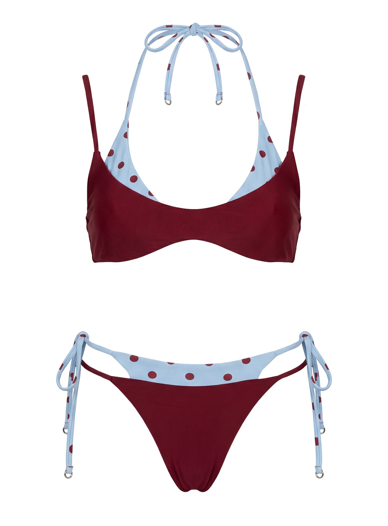 Andrei Layered Triangle Bikini Top Red / Blue Polka Dot Dot - Image 5
