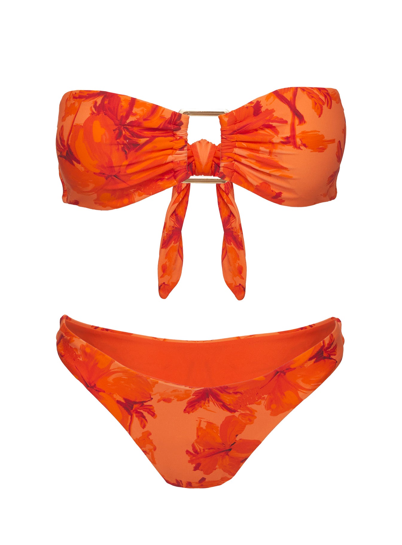 Calbira Cheeky Bikini Bottoms Orange Floral - Image 5