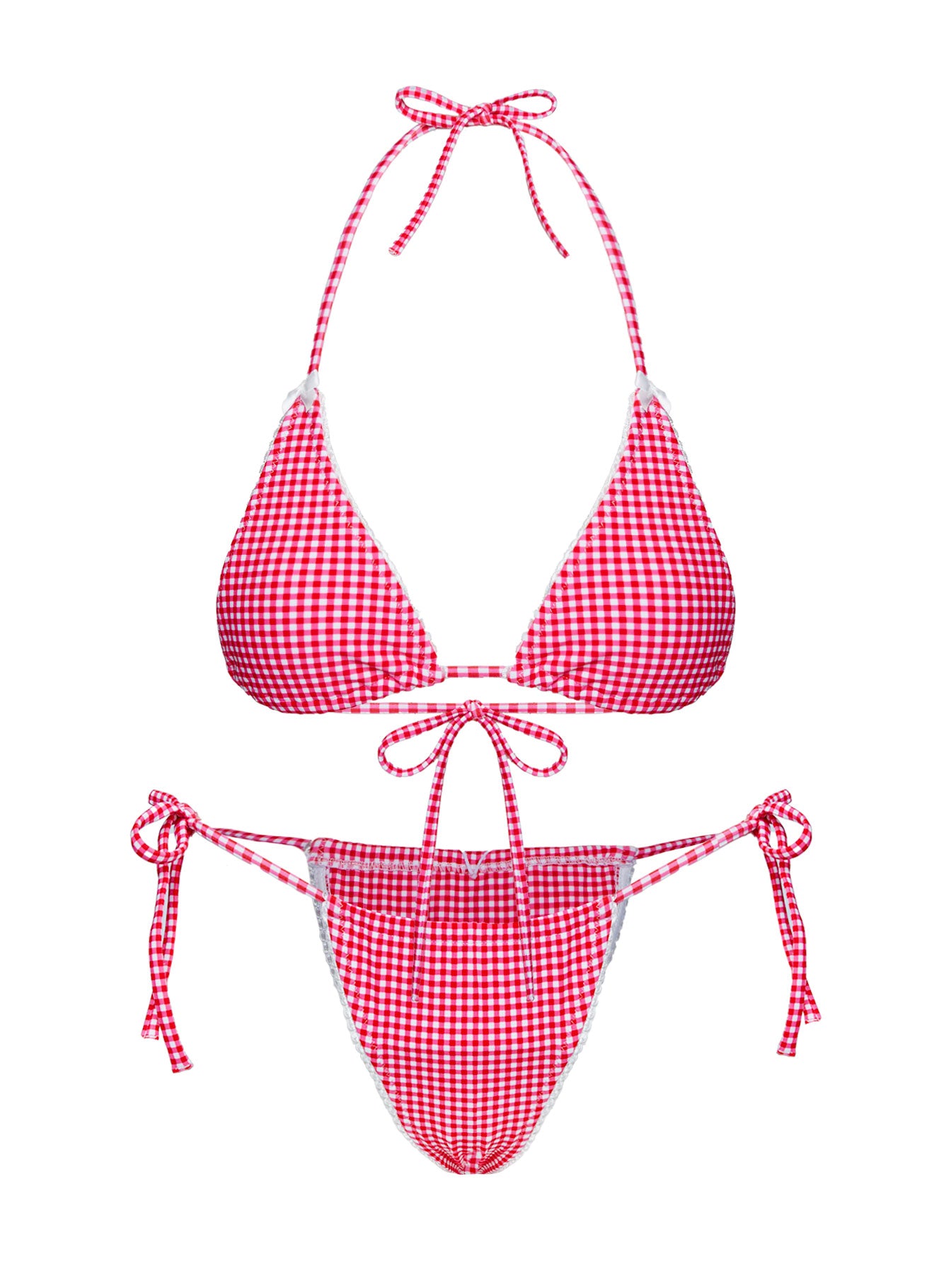 City Of Palms Triangle Bikini Bottoms Red Gingham - Image 5