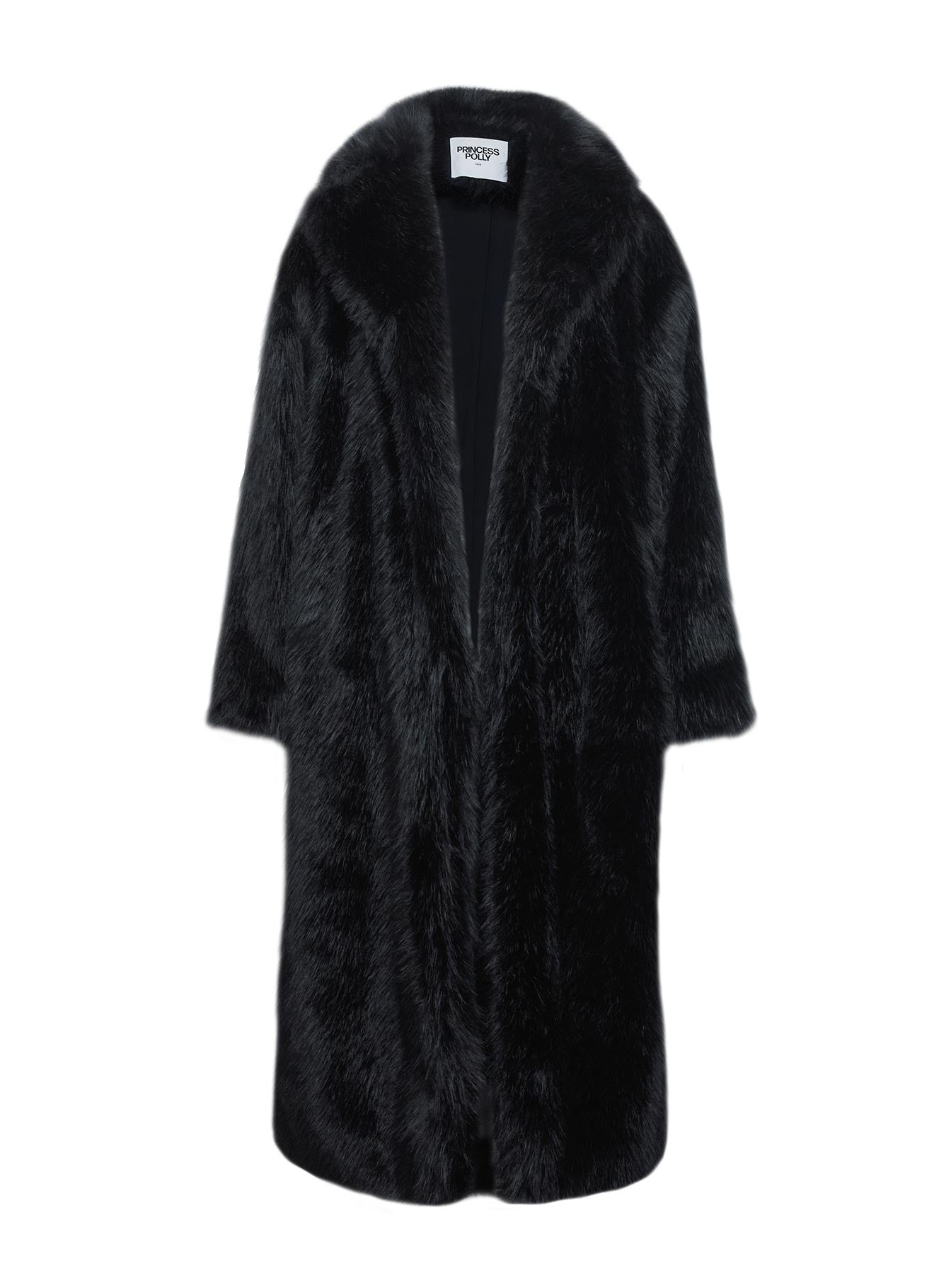 End Of Beginning Faux Fur Longline Jacket Black - Image 5