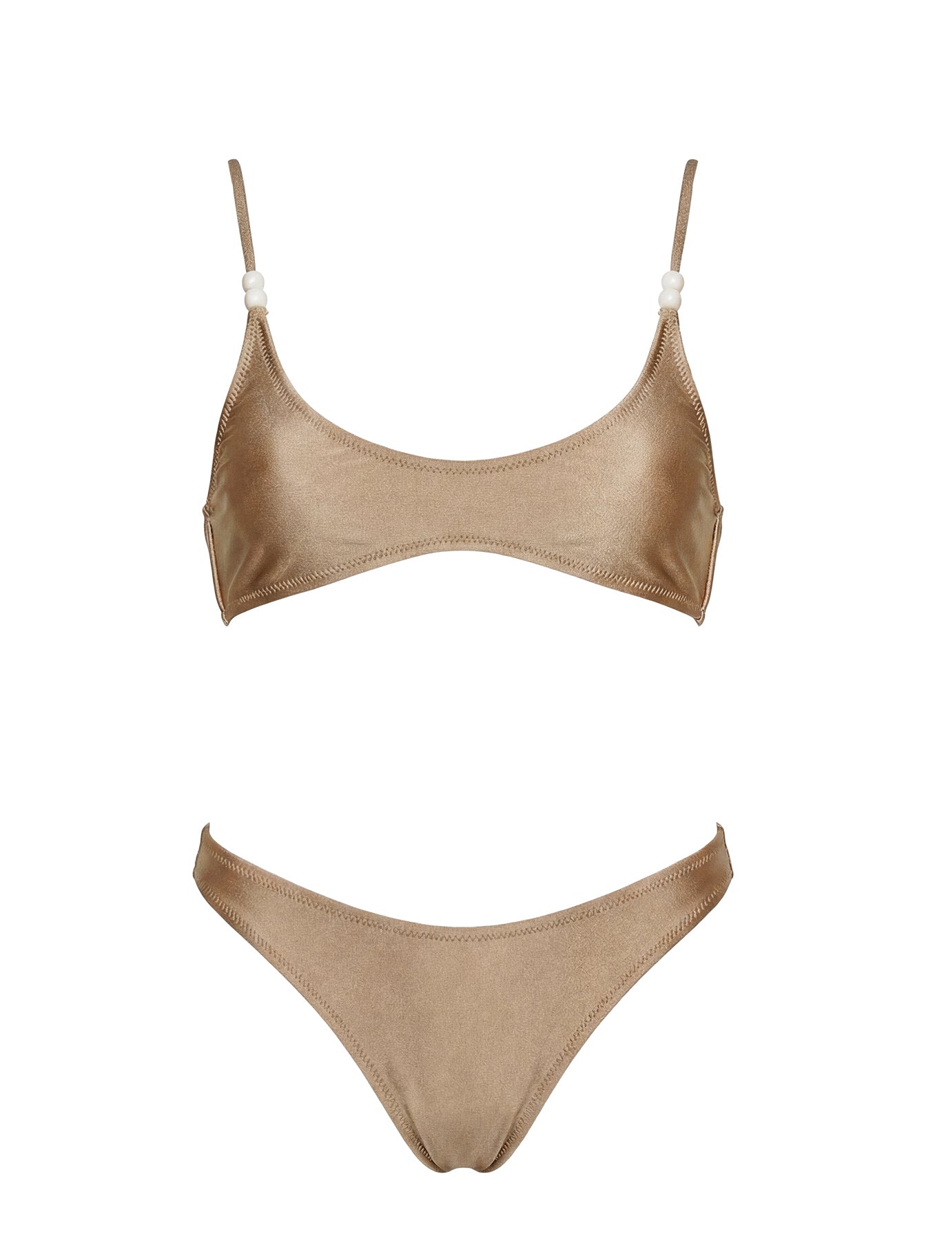 Elouana Beaded Scoop Bikini Top Gold - Image 5