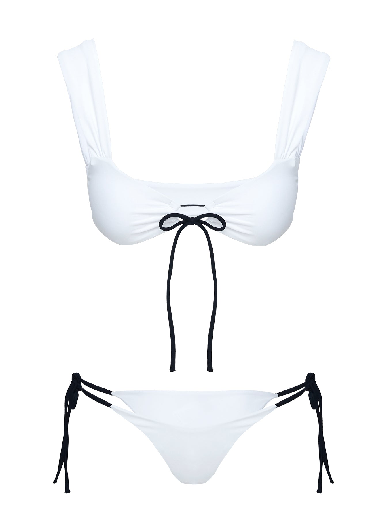Freefall Tie Front Bikini Top White / Black - Image 5