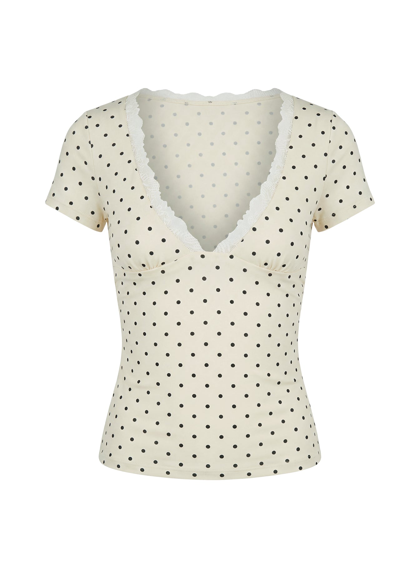 Amia Lace V Neck Top Cream Polka Dot - Image 9