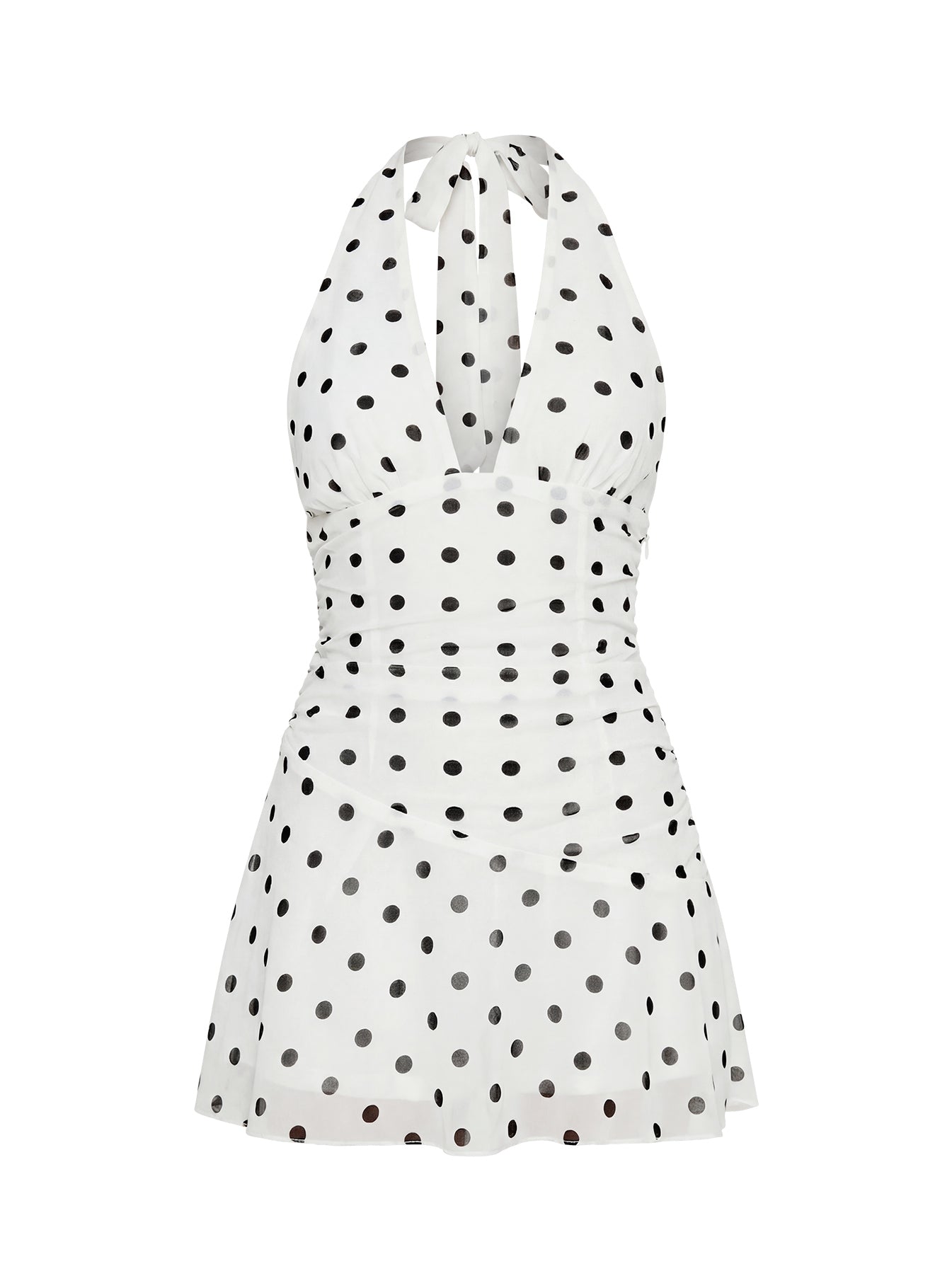 Casidy Plunge Neck Playsuit White Polka - Image 9