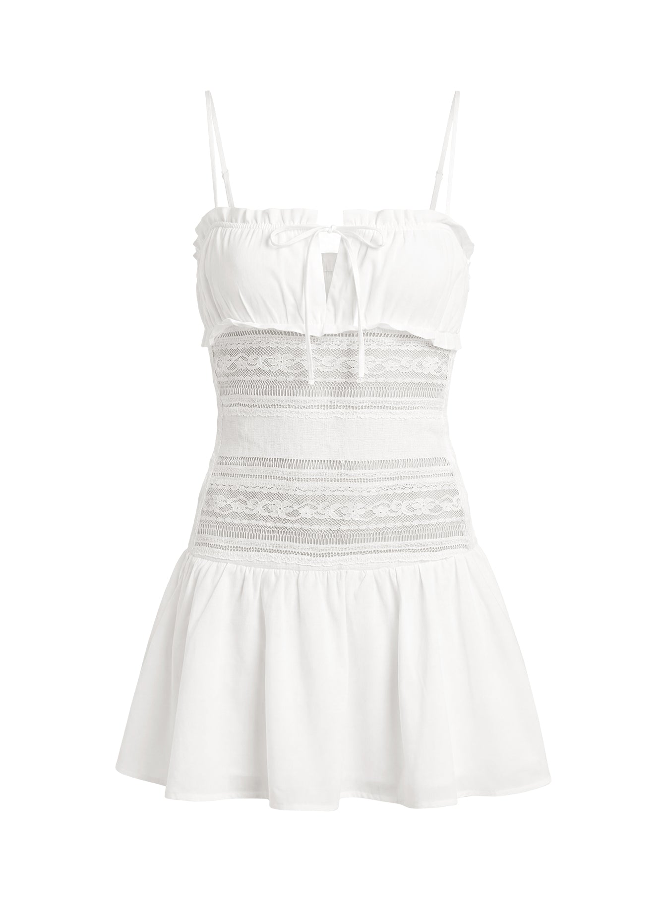 Christobela Drop Waist Lace Mini Dress White - Image 8
