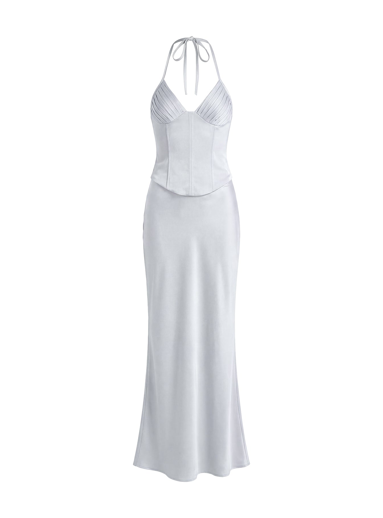 Devotedness Satin Corset Maxi Dress Silver - Image 10