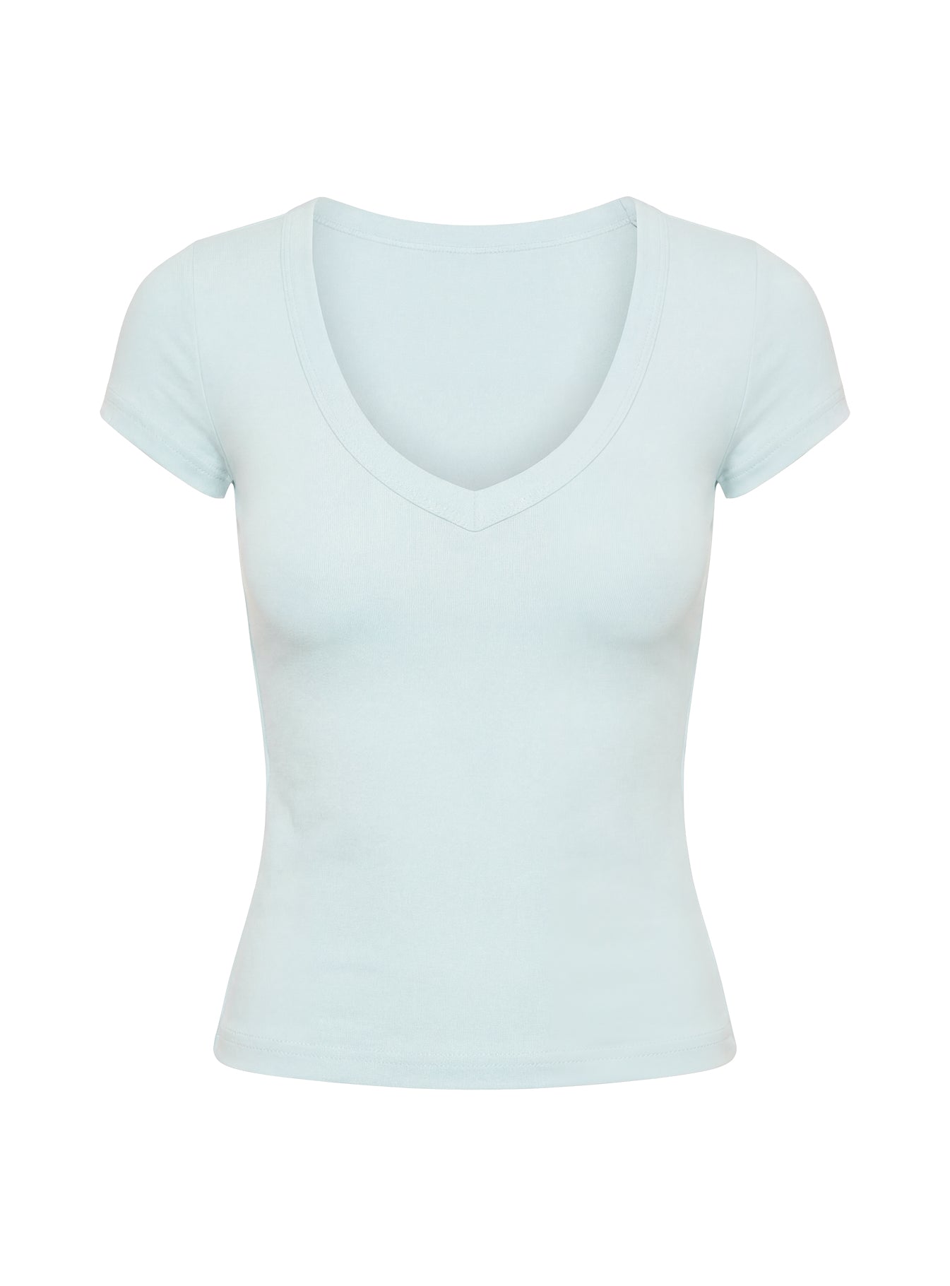 Daily Define Deep V Short Sleeve Top Icy Blue - Image 8