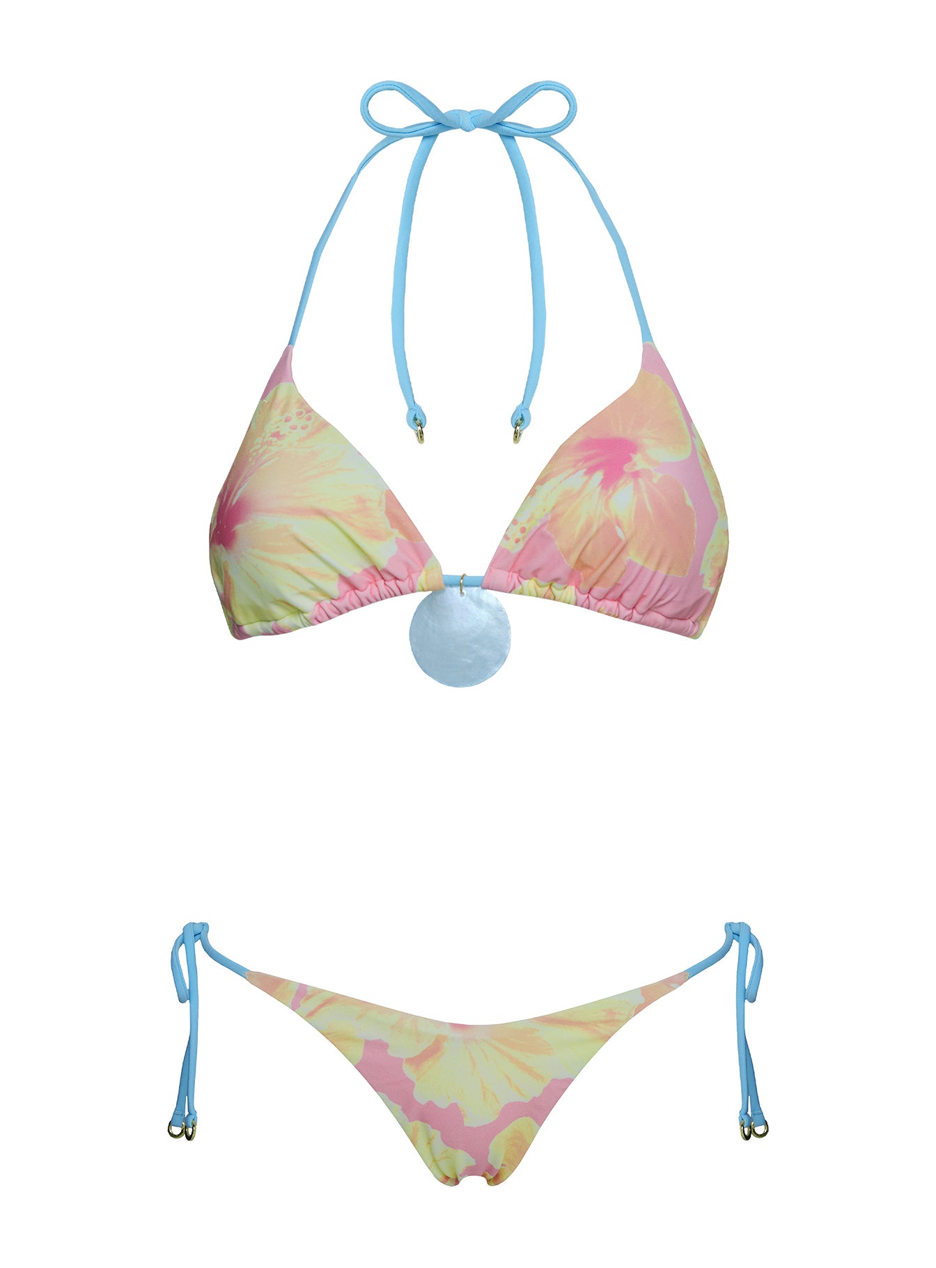 Fluera High Side Tie Bikini Bottoms Pink Floral - Image 5