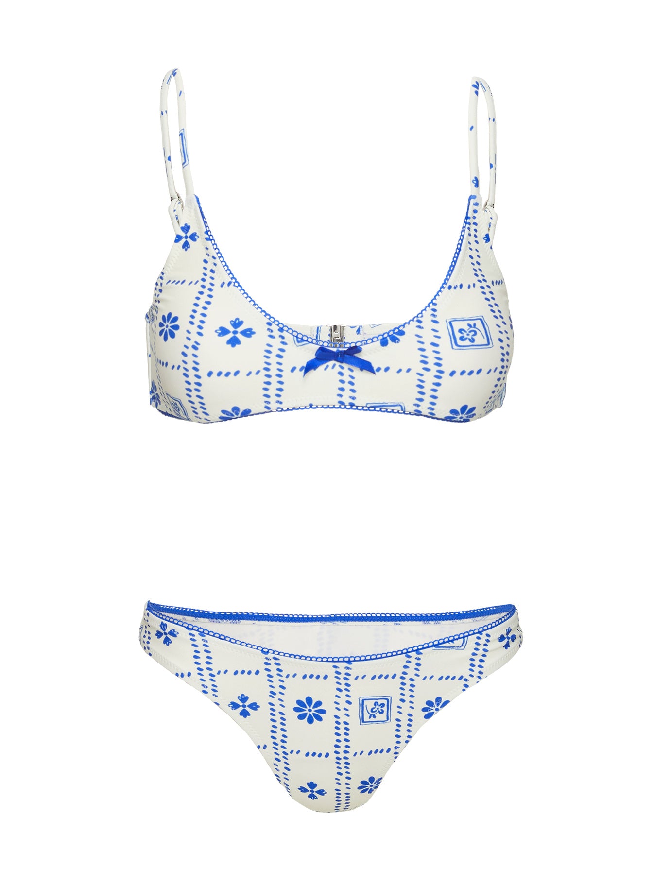 Kursti High Cut Cheeky Bikini Bottoms Blue / White - Image 5